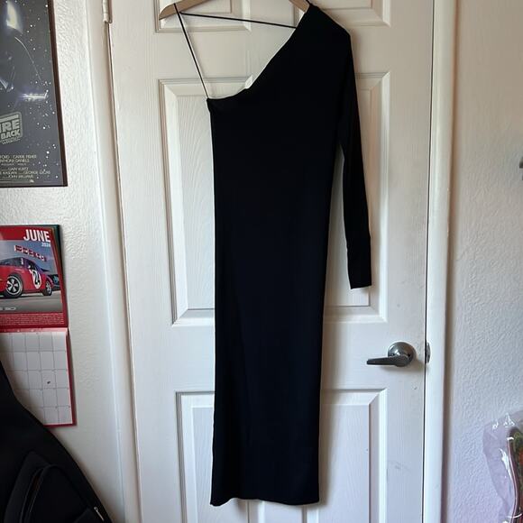 Zara Asymmetric Knit Dress Black size medium - Picture 7 of 7